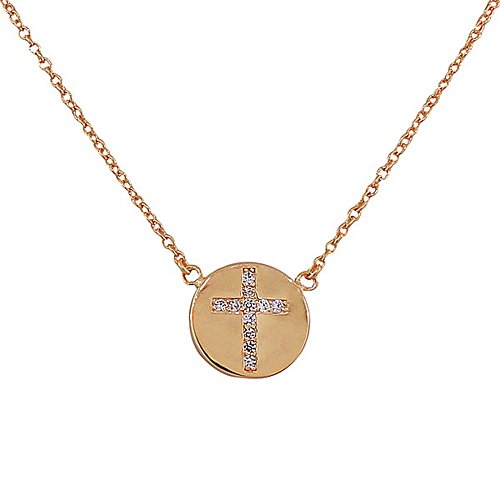 Dainty Gold Circle Cross Necklace Pendant Sterling Silver
