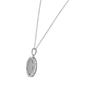 925 Sterling Silver White Clear CZ Round Pendant Necklace