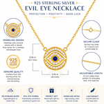 925 Sterling Silver White Blue CZ Round Hamsa Evil Eye Womens Pendant Necklace