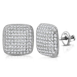 925 Sterling Silver Cushion Square White Clear CZ Screw-Back Stud Earrings