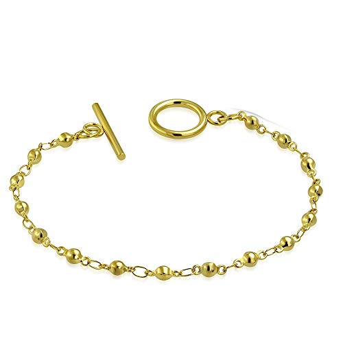 Stainless Steel Silver-Tone Religious Cross Toggle Clasp Link Chain Bracelet