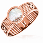 Women's Stainless Steel Mother of Pearl CZ Bangle Bracelet