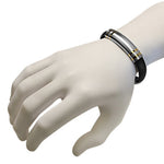 Stainless Steel Black Rubber Silicone Two-Tone Men's Bracelet