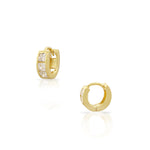 925 Sterling Silver Rose Gold-Tone Princess-Cut White CZ Small Hoop Huggie Girls Earrings