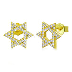 925 Sterling Silver CZ Jewish Star of David Womens Girls Stud Earrings