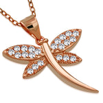 925 Sterling Silver Butterfly Dragonfly Pendant Necklace