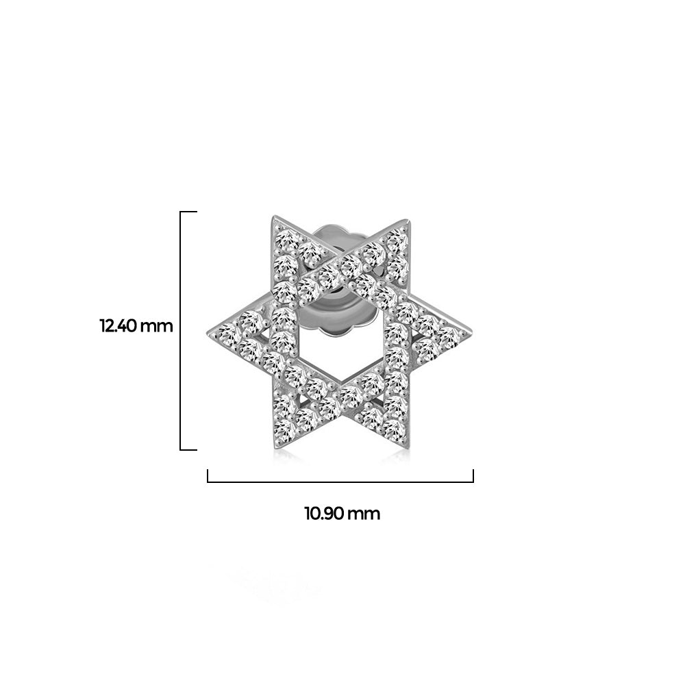 925 Sterling Silver CZ Jewish Star of David Womens Girls Stud Earrings