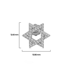 925 Sterling Silver CZ Jewish Star of David Womens Girls Stud Earrings