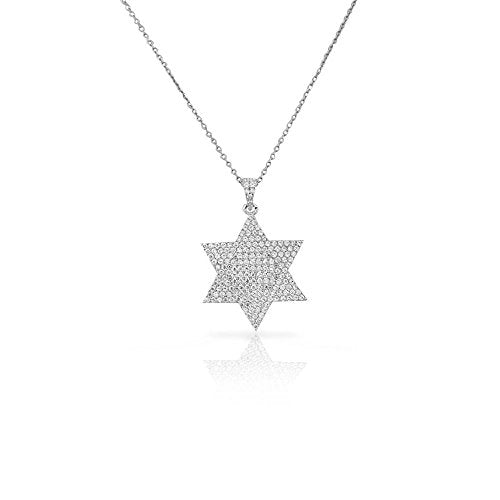 Sparkling Star of David Sterling Silver Necklace