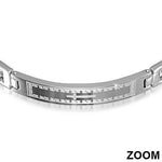 Stainless Steel Silver-Tone Mens Religious Cross Link Chain Bracelet