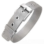 Stainless Steel Silver-Tone Mesh Belt Buckle Adjustable Womens Bracelet