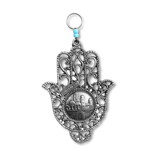 Jewish Star of David Good Luck Home Wall Decor Hamsa Hand - Silver-Tone - Jerusalem - Made in Israel