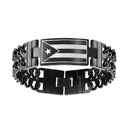 My Daily Styles Men's Stainless Steel Puerto Rico Flag Link Bracelet, 8.5 Inches