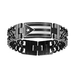 My Daily Styles Men's Stainless Steel Puerto Rico Flag Link Bracelet, 8.5 Inches