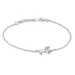 925 Sterling Silver Dachshund Puppy Dog Charm Bracelet Adjustable, 8.5"