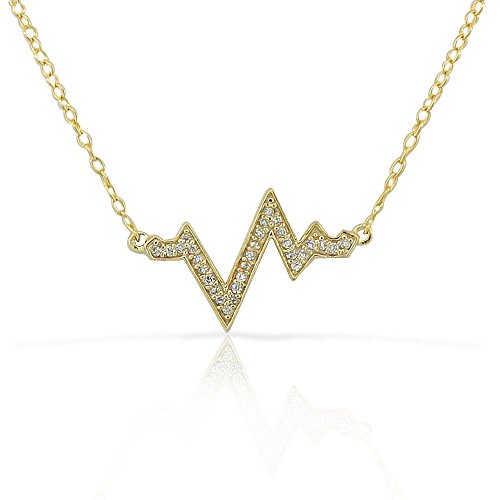 Heartbeat Necklace Pendant Silver Sterling Cubic Zirconia