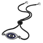 Stainless Steel Multi-Color CZ Evil Eye Protection Adjustable Snake Chain Bracelet