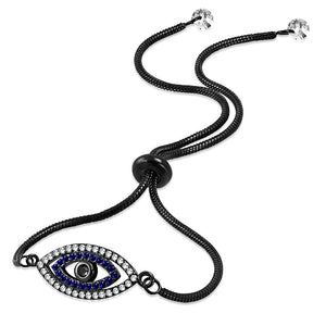 Stainless Steel Multi-Color CZ Evil Eye Protection Adjustable Snake Chain Bracelet
