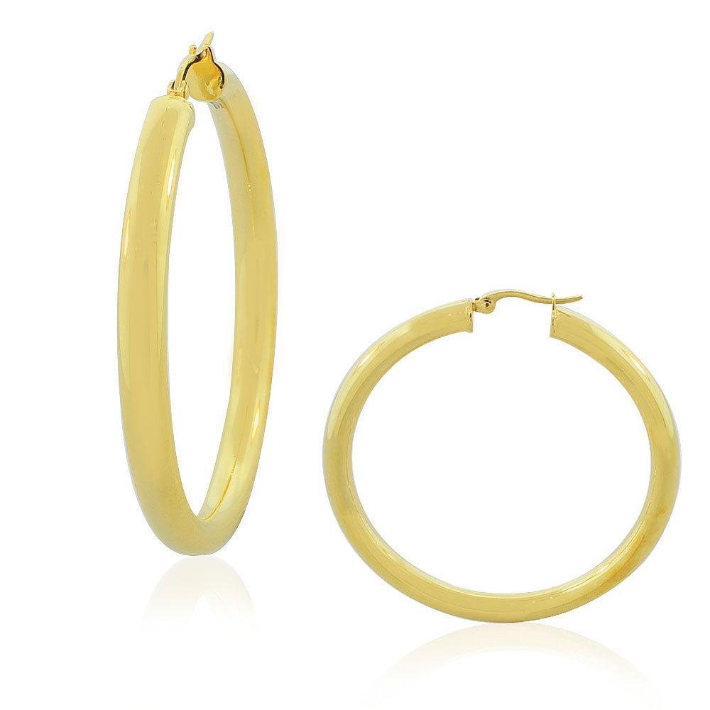 Stainless Steel Yellow Gold-Tone Classic Hoop Earrings 2.20"
