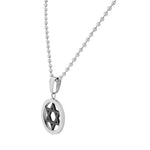 Stainless Steel Silver Black Two-Tone Classic Jewish Star of David Mens Boys Pendant Necklace