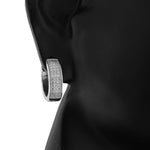 925 Sterling Silver White CZ Hoop Huggie Earrings