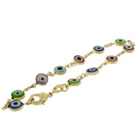Fashion Alloy Multicolor Glass Beads Evil Eye Hamsa Link Chain Bracelet