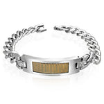 Stainless Steel Two-Tone Mens Classic Link Chain Bracelet