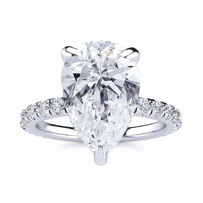 2.56 CT IGI Lab Grown Pear Shape Diamond Ring 18K White Gold G VS1
