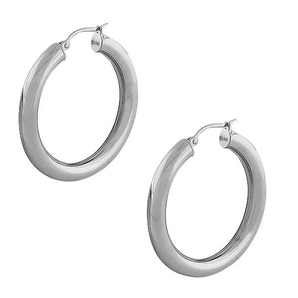 Stainless Steel Silver Classic Hoop Earrings
