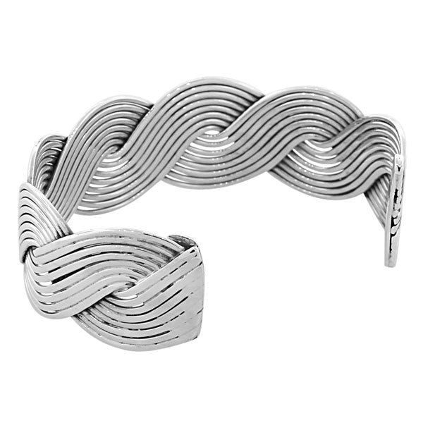 925 Sterling Silver Classic Open End Womens Cuff Bangle Bracelet