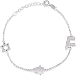 My Daily Styles 925 Sterling Silver Women's Star of David Link Bracelet - Adjustable Size 6.5"-7.5"