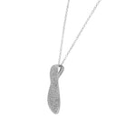 925 Sterling Silver White Clear CZ Large Statement Pendant Necklace