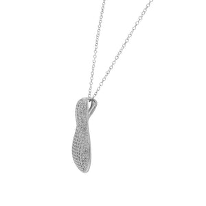 925 Sterling Silver White Clear CZ Large Statement Pendant Necklace