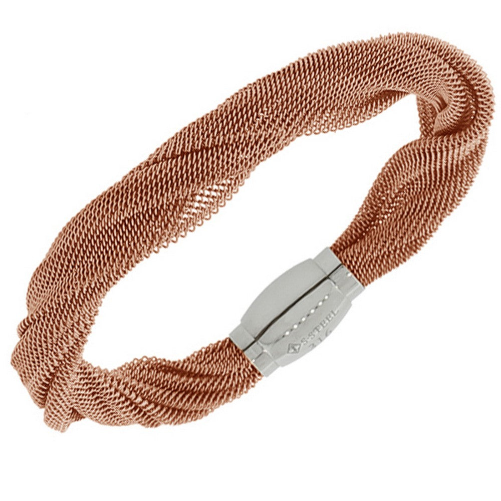 Stainless Steel Silver-Tone and Rose Gold-Tone Mesh Bangle Bracelet