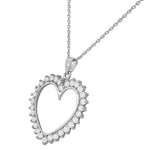 925 Sterling Silver Love Heart Charm White CZ Pendant Necklace