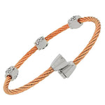 Fashion Alloy Rose Gold-Tone Silver-Tone White CZ Bangle Bracelet