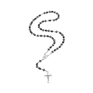 My Daily Styles - Rosary Necklace - Rosary Beads Catholic for Men - Crucifix Pendant with Our Lady of Guadalupe Medal - Stainless Steel