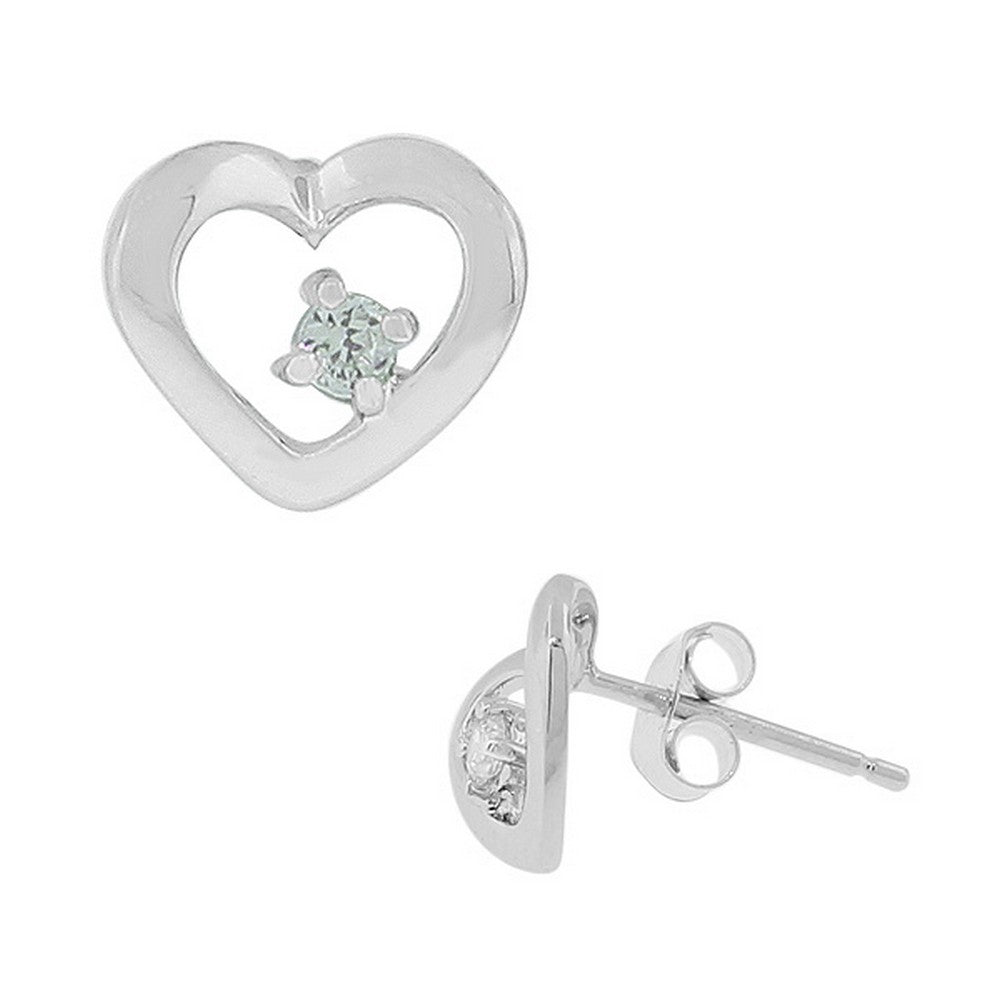 925 Sterling Silver White CZ Love Heart Small Stud Earrings