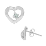 925 Sterling Silver White CZ Love Heart Small Stud Earrings