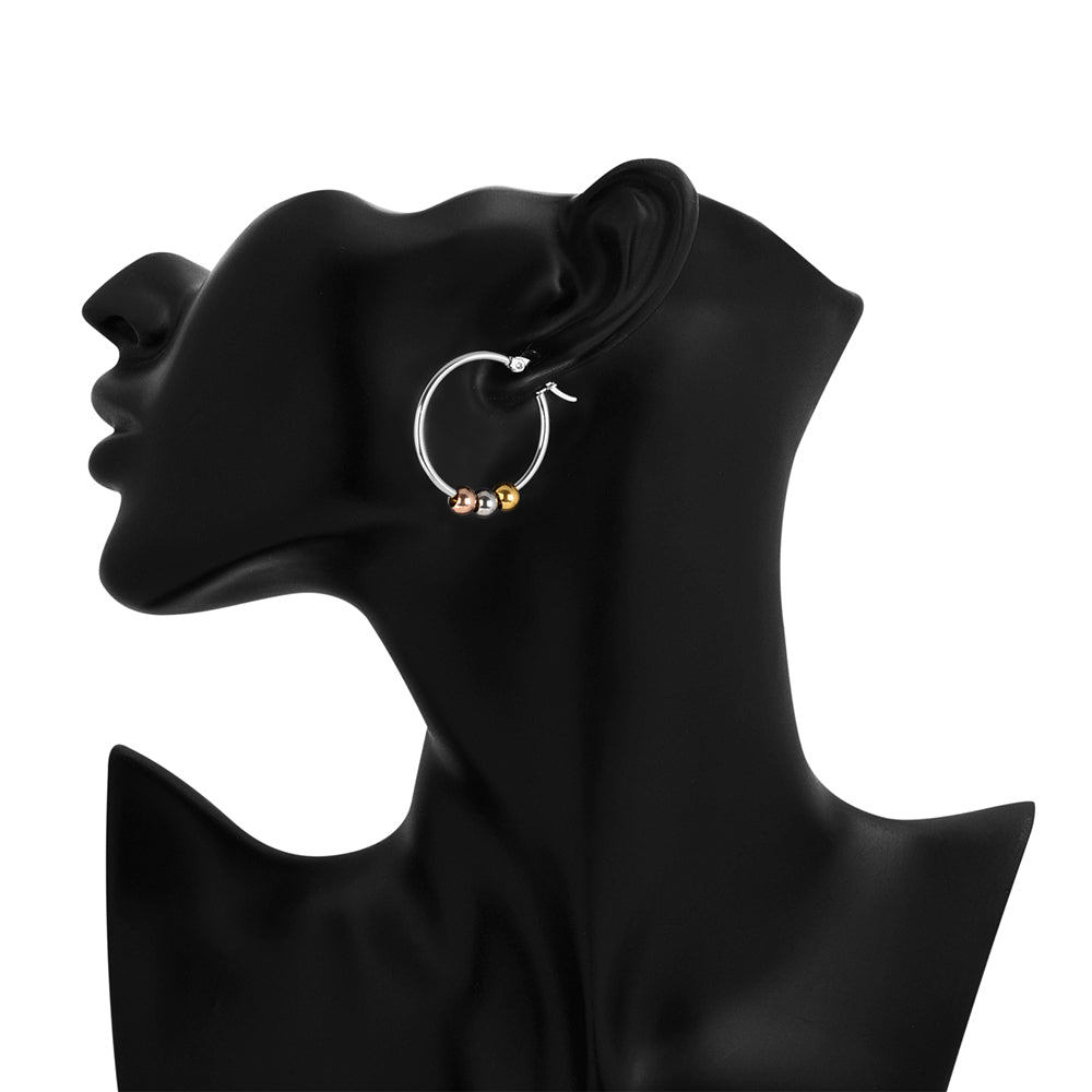 Stainless Steel Gold-Tone Silver-Tone Hoop Earrings