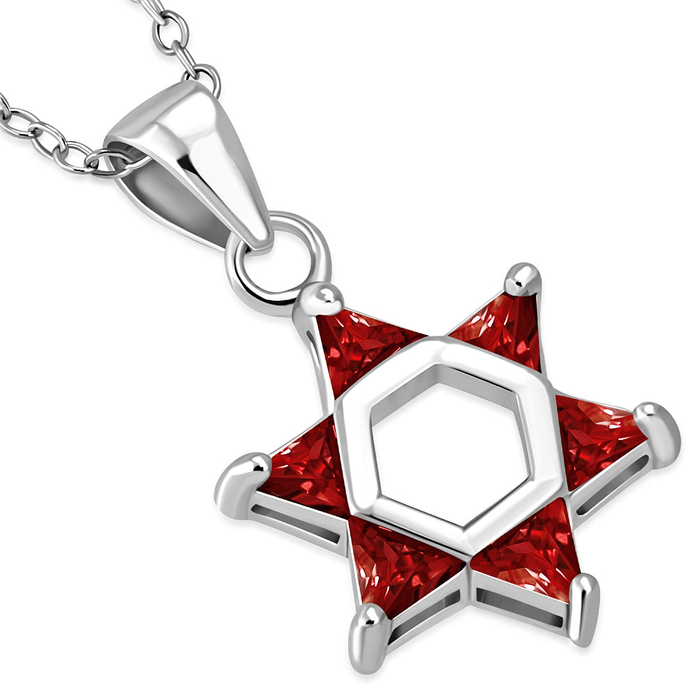 925 Sterling Silver Jewish Star of David Blue CZ Small Girls Womens Pendant Necklace