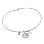 925 Sterling Silver Tree of Life Love Heart Bangle Bracelet