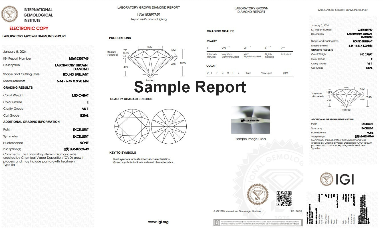 2.00 Ct. Certified Lab Grown Round Diamond Studs Earrings in 14k White Gold E VS1
