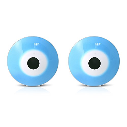 Stainless Steel Blue Round Evil Eye Stud Earrings
