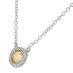 925 Sterling Silver Small Light Brown White CZ Pendant Necklace
