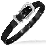 Stainless Steel Black and Silver Belt Buckle Adjustable Womens Bangle Bracelet