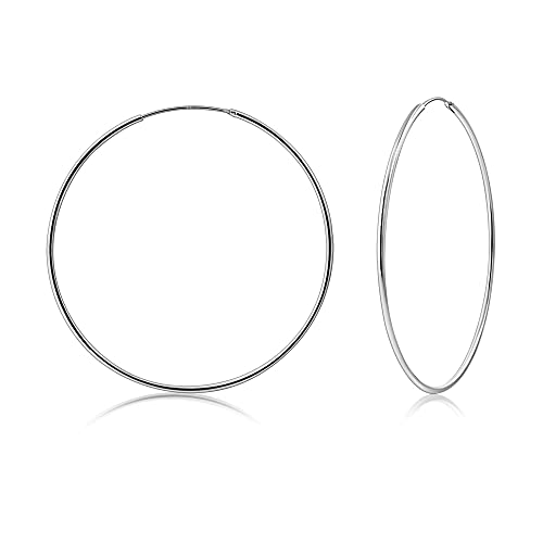My Daily Styles 925 Sterling Silver Hoop Earrings for Women Lightweight Endless Silver Thin Hoops 50MM 2" Inch