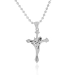 Stainless Steel Silver-Tone White CZ Zodiac Cross Pendant Necklace - Pisces