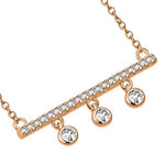 925 Sterling Silver Round Bezel-Set CZ Sideways Bar Pendant Necklace, 18"