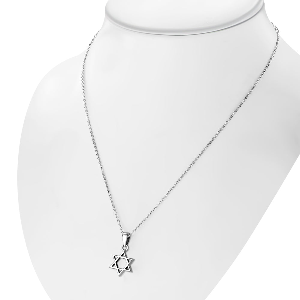 My Daily Styles Women's/Girls' Small Solid 925 Sterling Silver Star of David Pendant - Adjustable Chain 16"-18"
